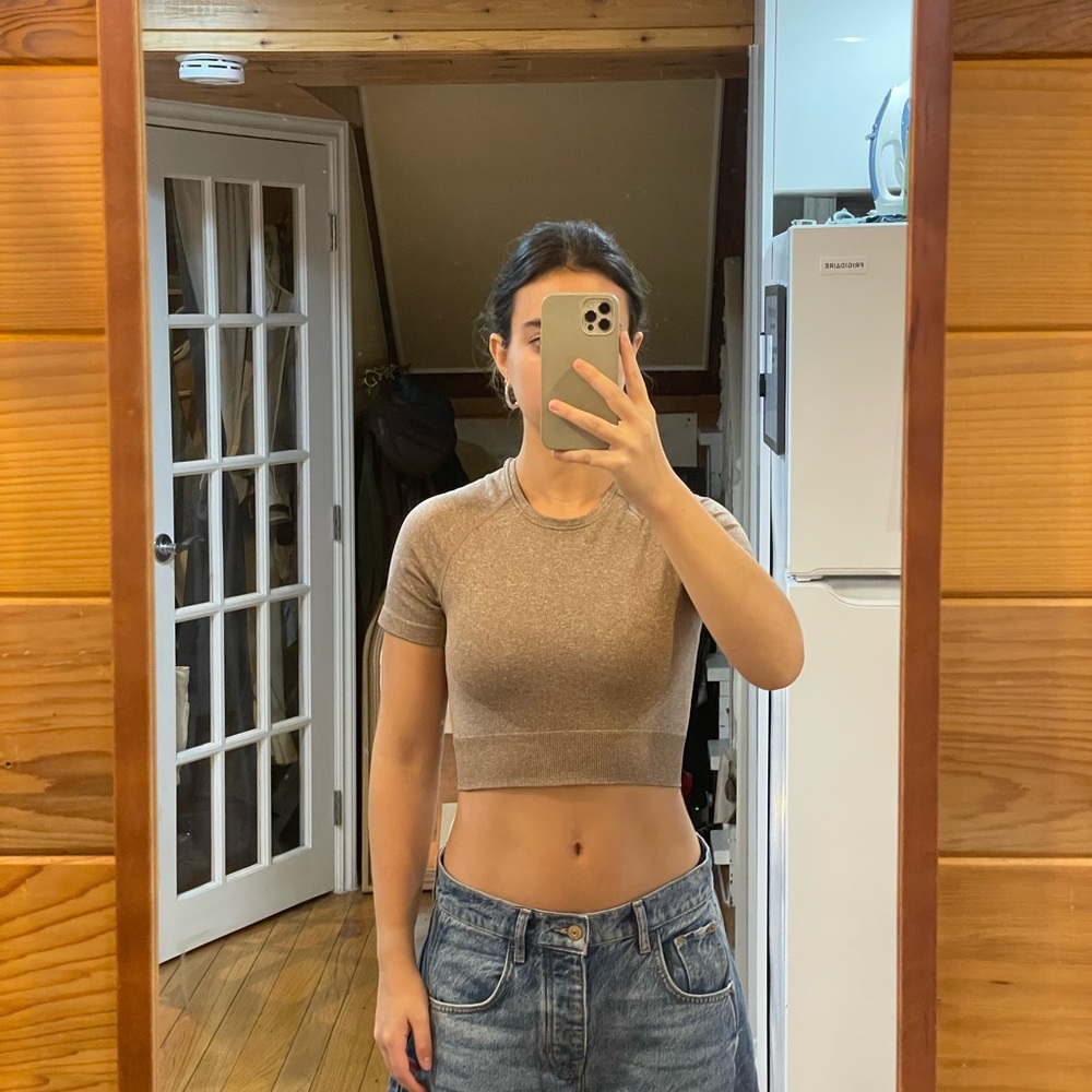 Activewear Brown Crop Top for Women